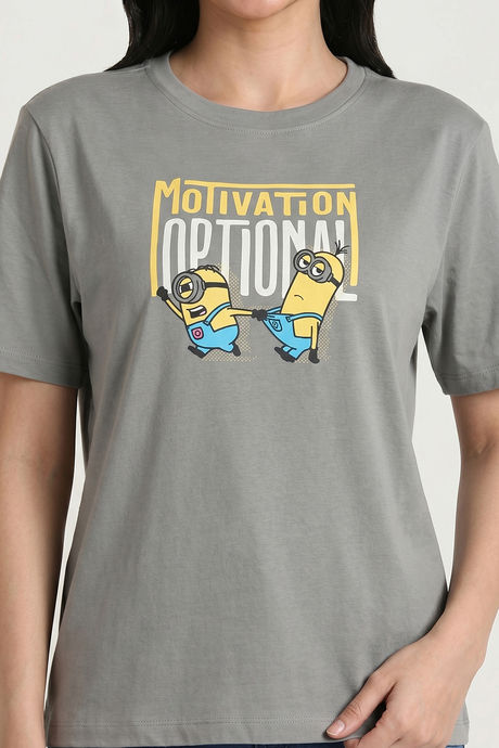 Zivame Minions Knit Cotton Loungewear Top - Ultimate Grey — image 6